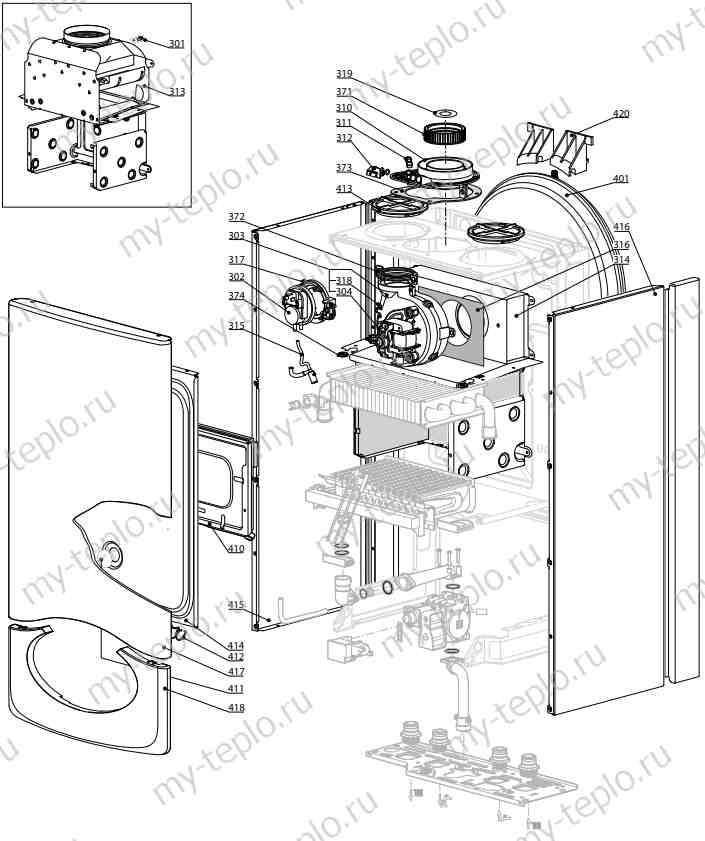 Запчасти для Ariston CLAS EVO SYSTEM 24 FF: схема Запчасти Ariston CLAS EVO SYSTEM 24 FF купить в Трёхгорном